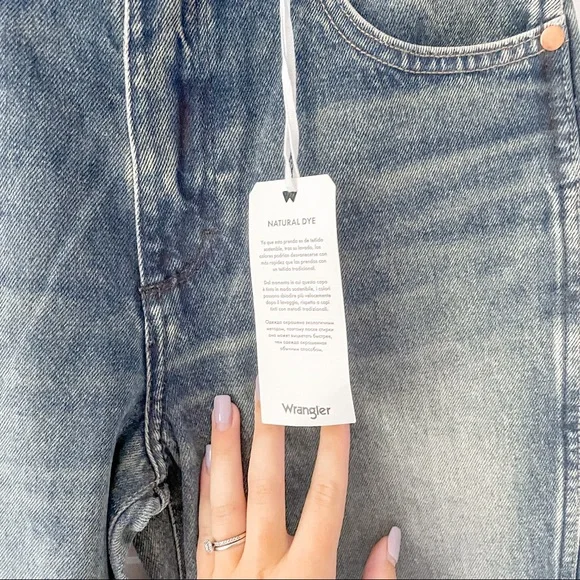 NWT Wrangler x Free People Wild West High Rise Straight Jeans Peach Tint - Picture 6 of 13